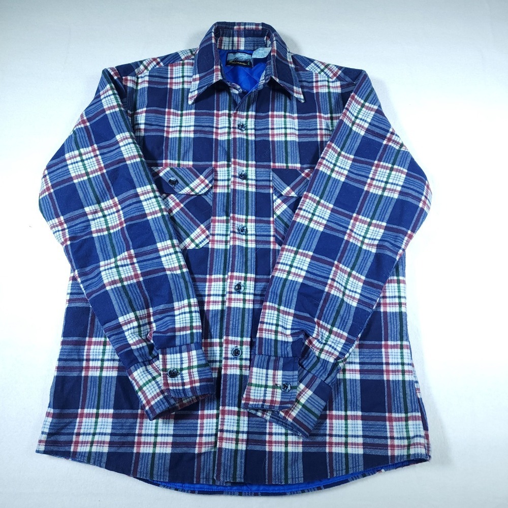 Fieldmaster Plaid Flannel Quilted Lined Shirt Mens Medium Button Up Workwear‎